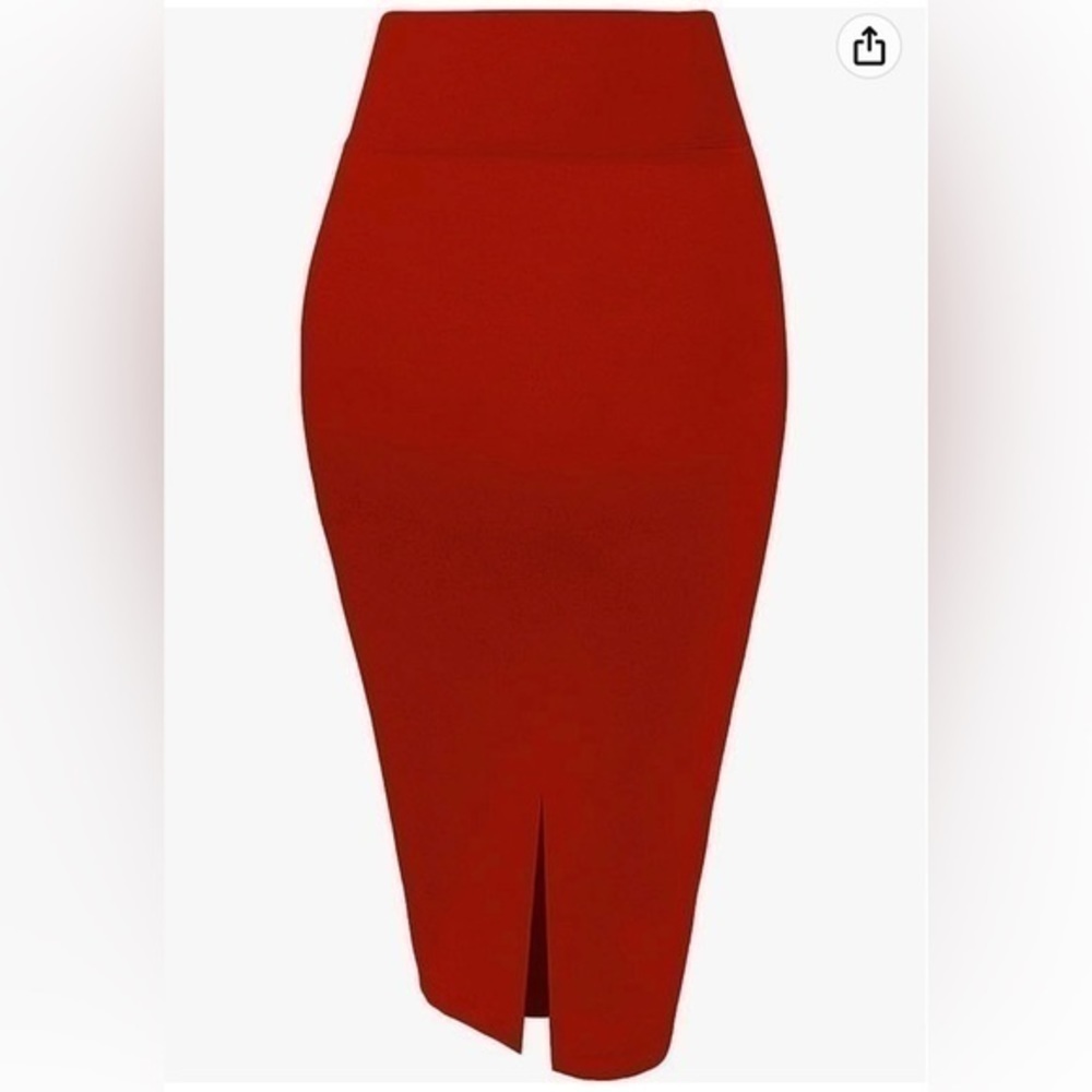H&C Women Premium Nylon Ponte Stretch Skirt High Waist Below Knee Sz large - Picture 3 of 7